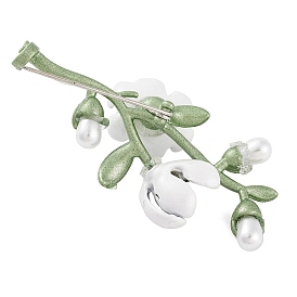 Alloy & Plastic Pearl Flower Brooch, Flower Enamel Pins for Women