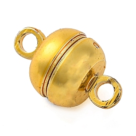 Rack Plating Brass Magnetic Clasps, with Loops, Cadmium Free & Lead Free, Long-Lasting Plated, Round