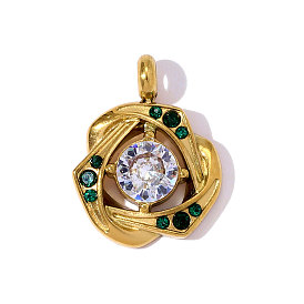 304 микро нержавеющей стали прокладывать Цирконом подвески, , зеркальная полировка, ионное покрытие (ip)