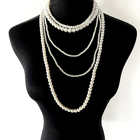 Винтажное многослойное жемчужное ожерелье для женщин, идеально подходит для осенних и зимних нарядов!