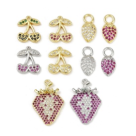Латунные микро проложить кубического циркония подвески, клубника/вишня, долговечный, без кадмия и без свинца, стойки покрытие