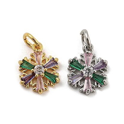 Messing Mikropflaster bunte Zirkonia Anhänger, Cadmiumfrei und Nickel frei und Bleifrei, Blume