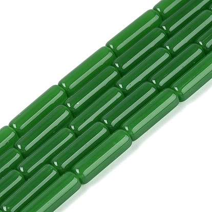 Imitation Jade Glass Beads Strands, Bugle