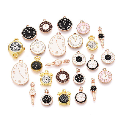 Подвески из эмали и сплава, часы, золотой свет