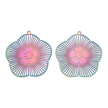 201 подвески из нержавеющей стали, гравированные металлические украшения, цветочный шарм