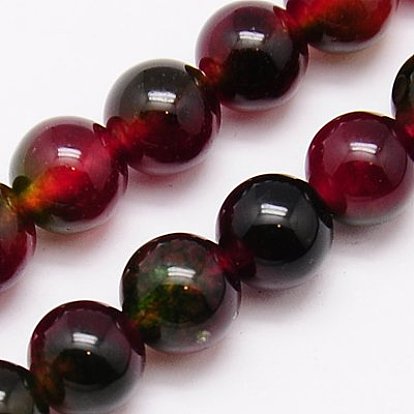 Natural Quartz Beads Strands, Dyed, Round, Dark Red