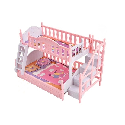 Пластиковые двухъярусные кровати миниатюрные украшения, аксессуары для домашнего кукольного домика с микро-ландшафтом, притворяясь опорными украшениями