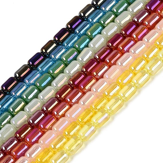 Electroplate Transparent Glass Beads Strands, Jujube, AB Color Plated