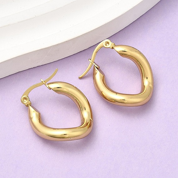 Овальная 201 нержавеющей стали серьги обруча, с 304 штифтов из нержавеющей стали, вакуумное покрытие pvd