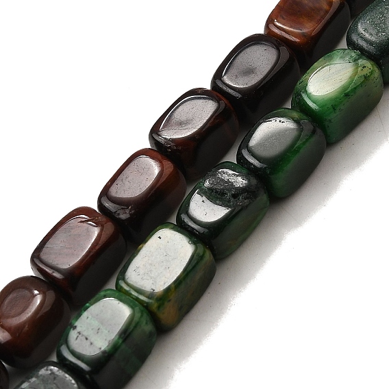 Природных тигровый глаз бисер нитей, окрашенные, кубоид