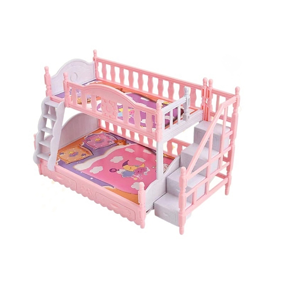 Пластиковые двухъярусные кровати миниатюрные украшения, аксессуары для домашнего кукольного домика с микро-ландшафтом, притворяясь опорными украшениями