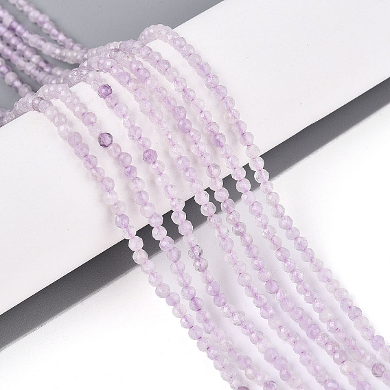 Нити бусин из натурального лавандового аметиста, круглые, граненые