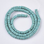 Perles synthétiques turquoise brins, teint, perles heishi, Plat rond / disque