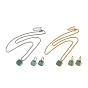 Synthetic Malachite Octogon Dangle Hoop Earring & Pendant Nacklace, 304 Stainless Steel Jewelry Set for Women