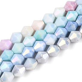 Антикоррозийные гальванические стеклянные бусины, имитация драгоценных камней, двухконусные, с покрытием AB цвета, граненые, два тона