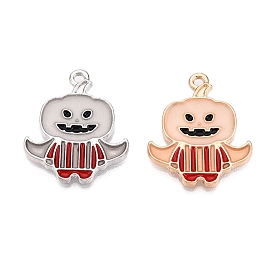 Halloween Theme Rack Plating Luminous Alloy Enamel Pendants, Glow in the Dark, Demon Charm