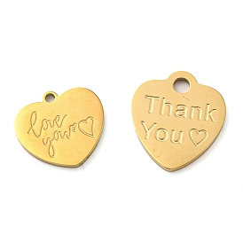 Valentine's Day 316 Surgical Stainless Steel Pendants, Laser Cut, Heart with Word