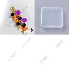 8 Pcs Halloween fantasmas aleación esmalte marcadores colgante decoración, Con dijes de acrílico y cierres de aleación tipo pinza de langosta.