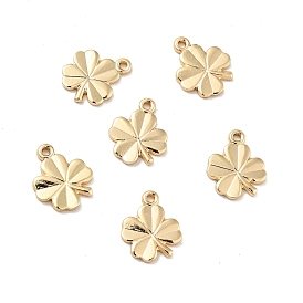 Rack Plating Brass Charms, Long-Lasting Plated, Cadmium Free & Lead Free, Clover