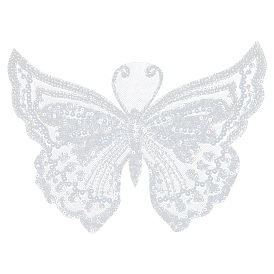Nähen Sie auf Pailletten-Polyester-Kleidungsflicken, mit Glasrocailles & Imitationsperlen, Schmetterling