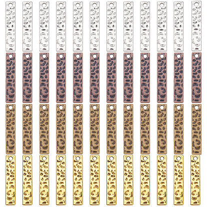 80Pcs 4 Colors Tibetan Style Zinc Alloy Pendants, Cadmium Free & Lead Free, Rectangle