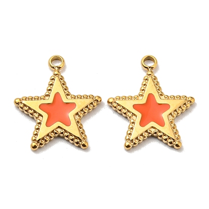 304 Stainless Steel Charms, with Enamel, Star Charms