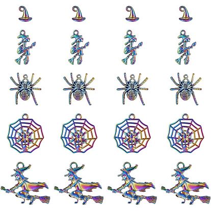20 шт 5 подвески из сплава с покрытием, без кадмия и без свинца, ведьма и паук и паутина, Хэллоуин