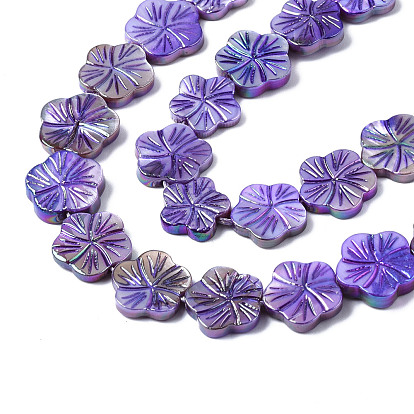 Natural Freshwater Shell Beads Strands, AB Color Plated, Dyed, Flower