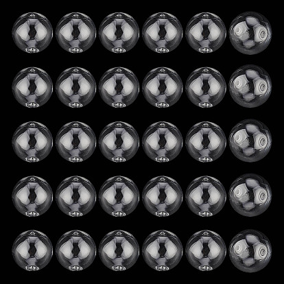 30шт. бусины-шарики из дутого стекла ручной работы с двумя отверстиями, круглые