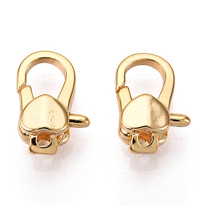 Латунные застежки-лобстеры в форме сердца, для изготовления ювелирных изделий