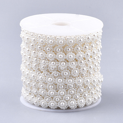 ABS Plastic Imitation Pearl Beaded Trim Garland Strand, Great for Door Curtain, Wedding Decoration DIY Material, Flower