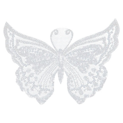 Nähen Sie auf Pailletten-Polyester-Kleidungsflicken, mit Glasrocailles & Imitationsperlen, Schmetterling