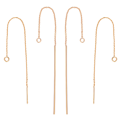 8шт 2 стиль латунная цепочка серьги-гвоздики фурнитура, с петлей, ушные резьбы