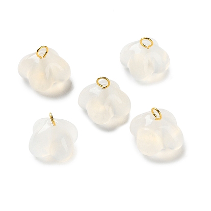 Подвески из натурального агата с цветком османтуса, с золотыми тонами латунных петель