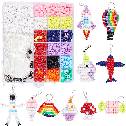 Набор для изготовления брелка своими руками, включая смоляные бусины с большими отверстиями, железные застежки для ключей и разъёмные кольца для ключей, полиэфирного корда