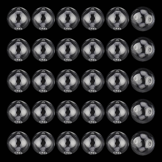 30шт. бусины-шарики из дутого стекла ручной работы с двумя отверстиями, круглые