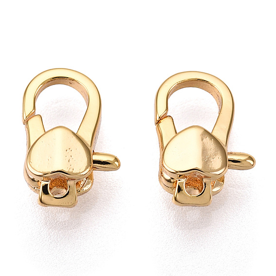 Латунные застежки-лобстеры в форме сердца, для изготовления ювелирных изделий