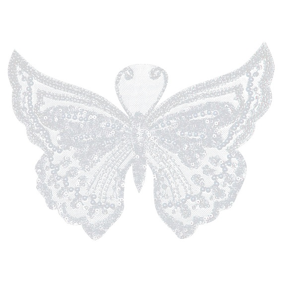 Nähen Sie auf Pailletten-Polyester-Kleidungsflicken, mit Glasrocailles & Imitationsperlen, Schmetterling