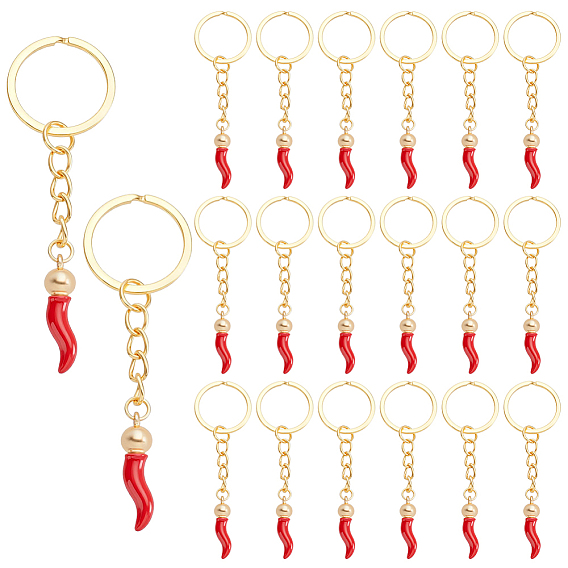 Resin Keychains, with Iron Rings, Golden