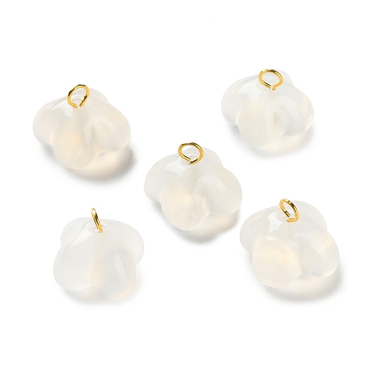 Подвески из натурального агата с цветком османтуса, с золотыми тонами латунных петель