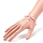 Pink Acrylic & Synthetic Hematite Beaded Stretch Bracelet with Alloy Enamel Charms for Women