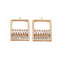 Brass Micro Pave Clear Cubic Zirconia Pendants, Nickel Free, Rectangle