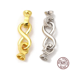 925 Sterling Silver Fold Over Clasps, Infinity, with 925 Stamp