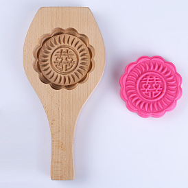Wooden Press Mooncake Mold, Chinese Character Xi, Pastry Mould, Cake Mold Baking