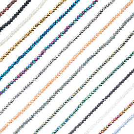 15 стили 15 цвета гальванизированные стеклянные бусины нити, граненые, рондель