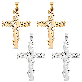 4 шт. 2 цвета 304 подвески из нержавеющей стали, крест с деревом