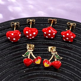 Латунные микро проложить серьги стержня кубического циркония, с эмалью, реальный 18 k позолоченный