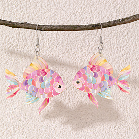 Акриловые серьги болтаться, рыба, платина