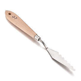 Acier inoxydable peintures palette grattoir spatule couteaux, avec manche en hêtre, pour les outils de lame de couteau de peinture de gouache d'huile d'artiste