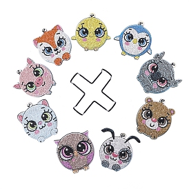 DIY 5D Diamond Painting Animal Theme Cup Mat Kits, including Wood Cup Mat, Resin Rhinestones, Diamond Sticky Pen, Tray Plate and Glue Clay